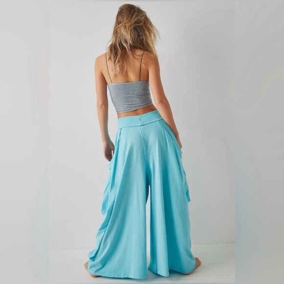 Free People Intimately Summer Slumbers Wide Leg Draped Harem Pants Blue XS NWOT - Picture 7 of 7
